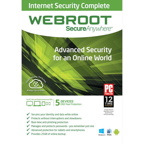 Webroot SecureAnywhere Internet Security Complete - 1 Year / 5 Devices